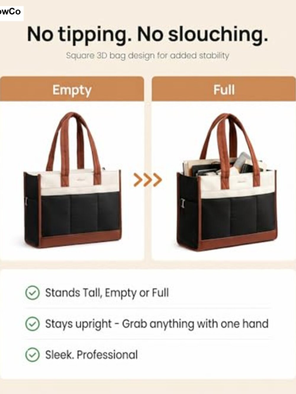 LOVEVOOK 15.6" Laptop Tote Work Bag with Cup Holder - Picture 5 of 5